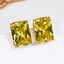 Brass-plated 18K gold multi-colored rectangular zircon stud earrings, versatile design. thumbnail 2