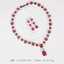 Ensemble de bijoux en plaqué or 18 carats avec pierres précieuses carrées rouges grenat pour mariées thumbnail 3