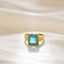 Stainless Steel Women's Colored Square Stone Stainless Steel Adjustable Gold Zircon Fashion Jewelry Ring thumbnail 3