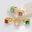 Stainless Steel Women's Colored Square Stone Stainless Steel Adjustable Gold Zircon Fashion Jewelry Ring thumbnail 1
