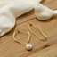 Lonceen Artistic Asymmetric Geometric Line & Pearl Drop Earrings thumbnail 3
