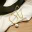 Lonceen Artistic Asymmetric Geometric Line & Pearl Drop Earrings thumbnail 2