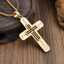 Small zircon religious Christian jewelry 18k gold diamond stainless steel cross necklace for men thumbnail 2