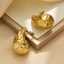 Modische, dicke Edelstahl-Ohrstecker mit unregelmäßigem Hammerschlagmuster für Damen, 18 Karat vergoldete Modeschmuck-Ohrringe thumbnail 1
