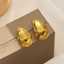 Modische, dicke Edelstahl-Ohrstecker mit unregelmäßigem Hammerschlagmuster für Damen, 18 Karat vergoldete Modeschmuck-Ohrringe thumbnail 2