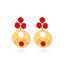 Gold Stainless Steel Dangle Earrings for Women with Red Flower thumbnail 3