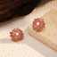 Pink Flower Pearl Stainless Steel Stud Earrings for Women thumbnail 1