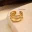 Verstellbarer, offener Ring aus mehrlagigem, goldfarbenem Edelstahl für Damen thumbnail 2