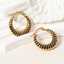 Gold Stainless Steel Earrings White Enamel Hoop thumbnail 1