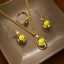 Ensemble de bijoux en alliage avec pierre naturelle creuse en forme de goutte d'eau, en promotion européenne et américaine thumbnail 1