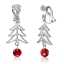 Boucles d'oreilles à clip sapin de Noël en acier inoxydable avec cristal rouge thumbnail 1