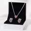 925 Sterling Silver Pink Heart Necklace and Earrings Set thumbnail 1