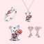 925 Sterling Silver Bear Hugging Pink Heart Jewelry Set thumbnail 1