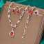 Hot Selling High-End Fashion Jewelry Set New Design Crystal Water Droplets Necklace Earring Ring thumbnail 2