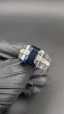 Blue Sapphire Emerald Cut Moissanite Gemstone Ring For mens Original 925 Sterling Silver Fine Party Jewelry Surprise Gift Him thumbnail 3