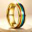 Goldener Wolframcarbidring mit Regenbogenstreifen-Einlage, 8 mm breiter Pride-Ehering für Damen und Herren, farbenfroher Pride-Schmuck im Großhandel thumbnail 1