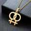 Günstiger LGBT-Schmuck im Großhandel: Minimalistische Halskette aus silber-/gold-/roségoldplattiertem Edelstahl mit lesbischem Symbol thumbnail 3