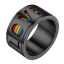 Neue personalisierte Edelstahlringe mit Regenbogen-Emaille-Liebesmotiv für LGBT-Pride, Drehring für Schwule und Lesben, LGBT-Verlobungsring thumbnail 1