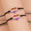 Liebesfreundschaftskarte für schwule Paare, handgefertigtes zweiteiliges Armbandset mit bunten Regenbogenherzen und Glücksseil thumbnail 2