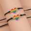 Liebesfreundschaftskarte für schwule Paare, handgefertigtes zweiteiliges Armbandset mit bunten Regenbogenherzen und Glücksseil thumbnail 3