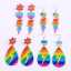 LGBT-Regenbogen-Pride-Ohrringe für Damen und Mädchen aus Acryl mit Blitz, Blume und Herzanhänger thumbnail 1