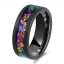 8mm Black Tungsten Ring Colorful Galaxy Opal Meteorite Inlay Anniversary Wedding Band for Men Women thumbnail 1