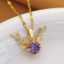 Stainless Steel Non Fading Necklace Women's Micro Inlaid Zircon Four Leaf Clover Light Luxury purple Collarbone Chain thumbnail 3