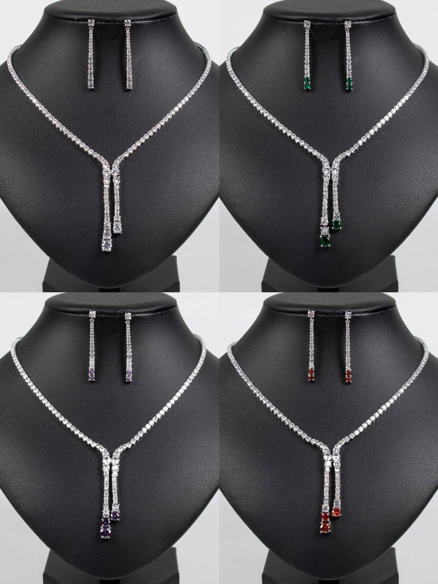 Wedding Jewelry Sets for Brides – 18k Gold Plated Zircon Tassel Set