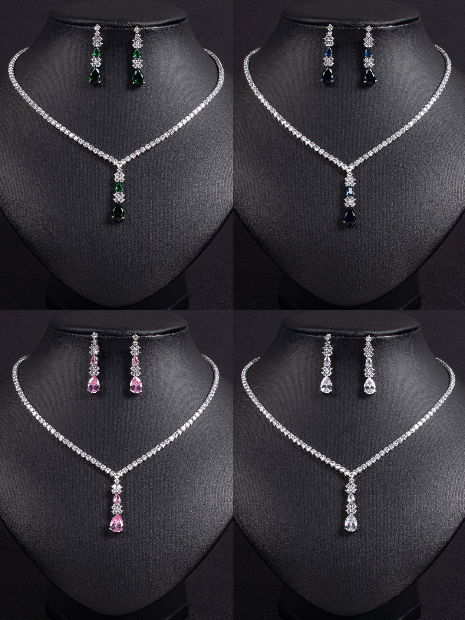 Ensembles de bijoux de mariage pour mariées, plaqué or 18 carats, Zircon en forme de larme