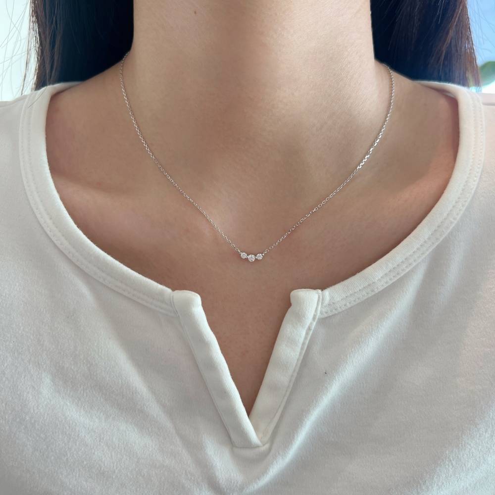 Adjustable 925 Silver Moissanite Choker with Minimalist Neck Chain