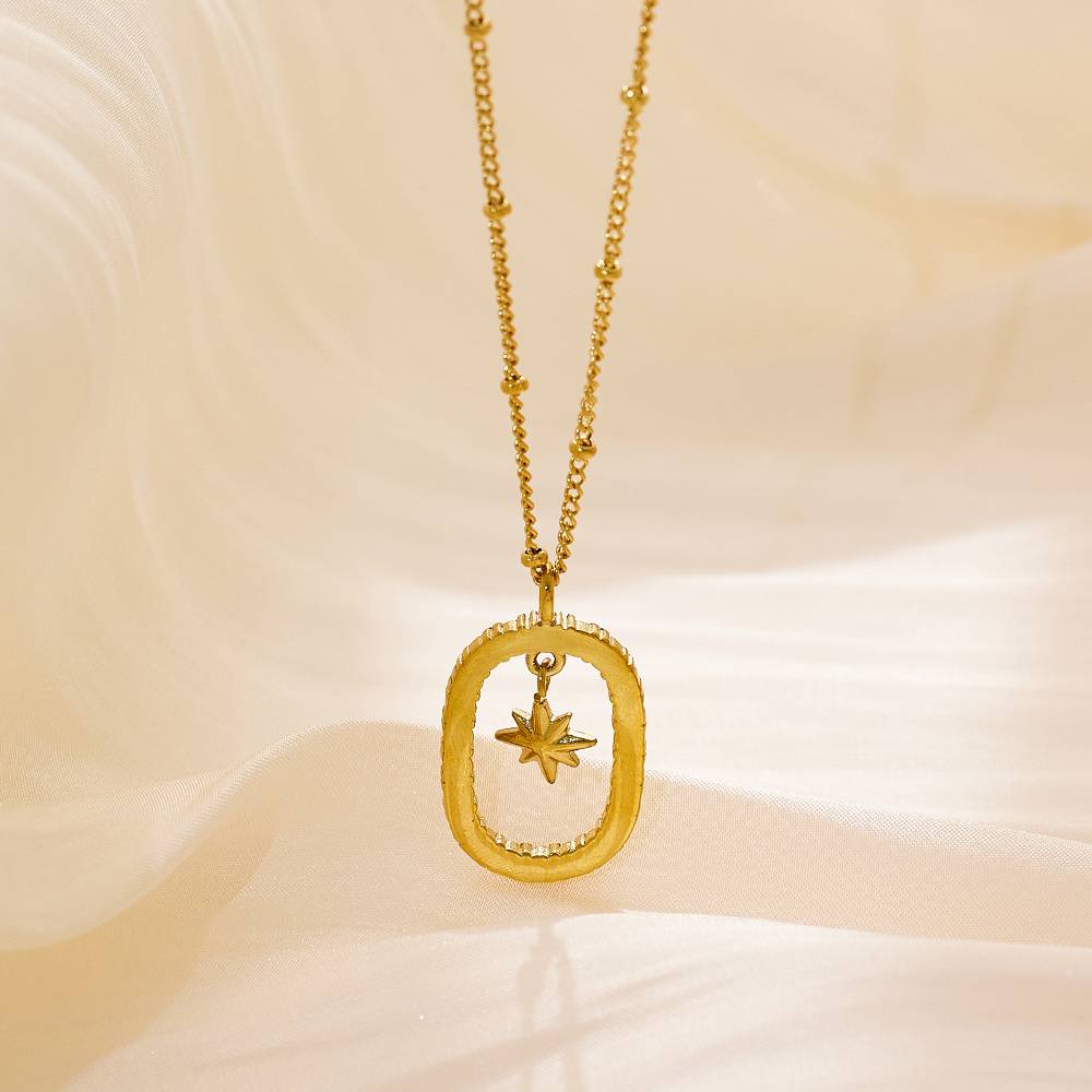 Fashion retro jewelry pendant charm star gold stainless steel necklace women's pendant necklace