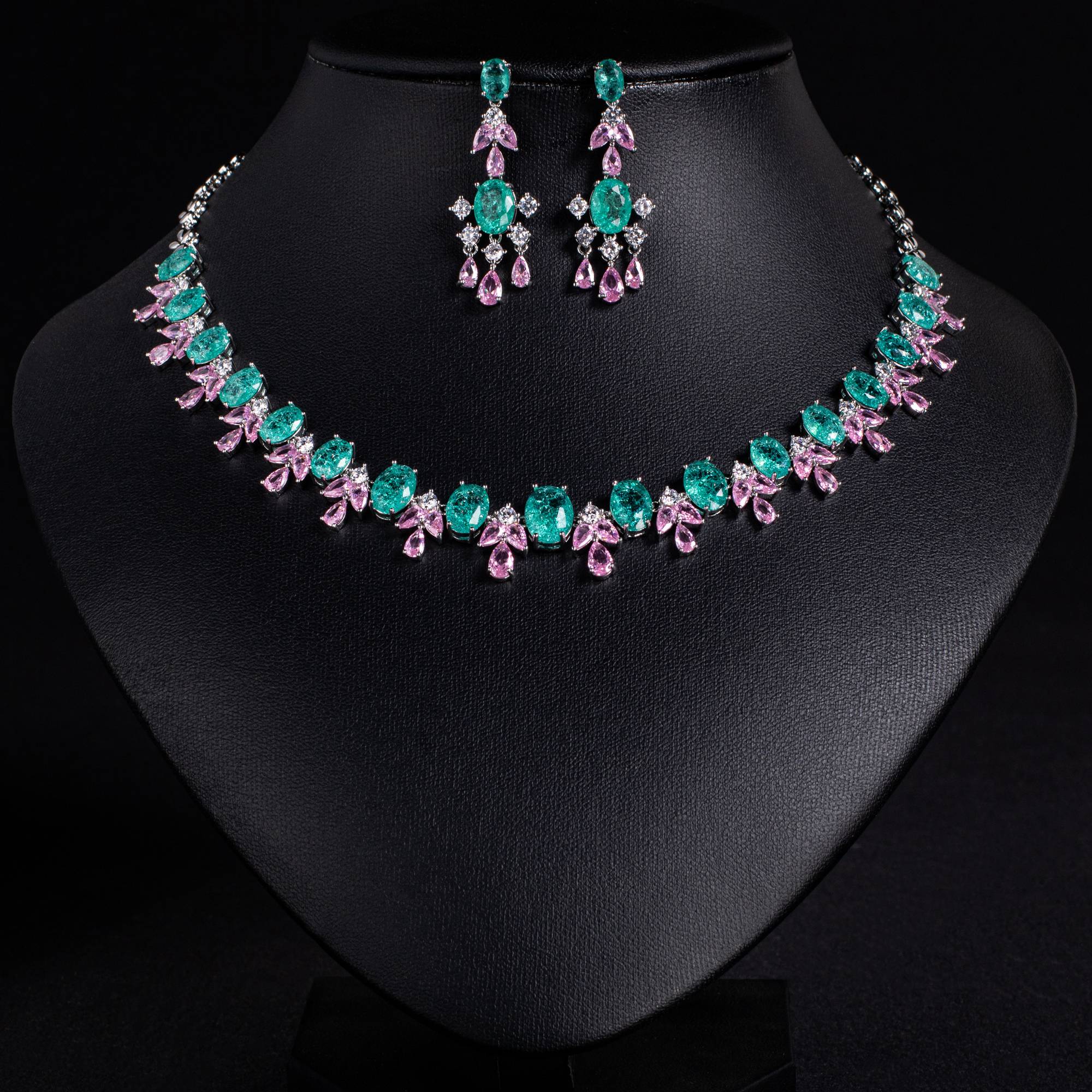 Ensemble de bijoux de mariée avec collier en forme de larme plaqué or 18 carats