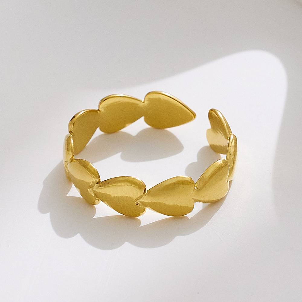 Simple 18k gold-plated accessory ring, heart-shaped stainless steel wedding custom couple's boutique fashion jewelry ring