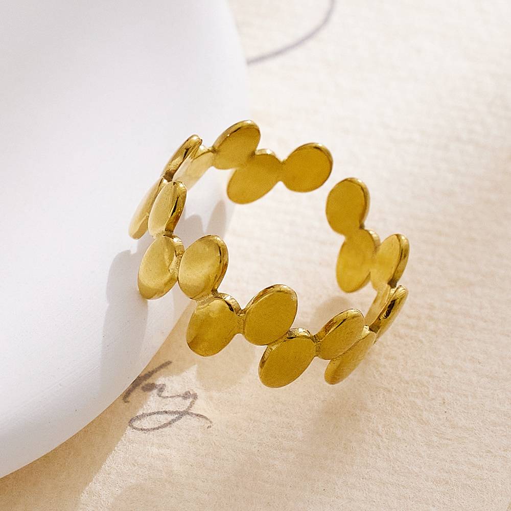 Simple 18k gold-plated accessory ring, water drop stainless steel wedding custom couple's fine fashion jewelry ring