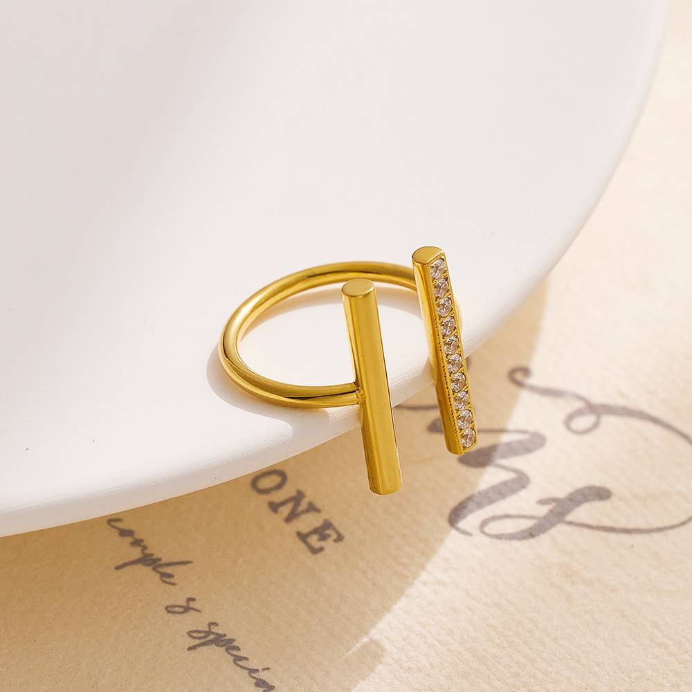 New product H-shaped fashion boutique simple jewelry 18k gold-plated stainless steel wholesale adjustable waterproof ring for women