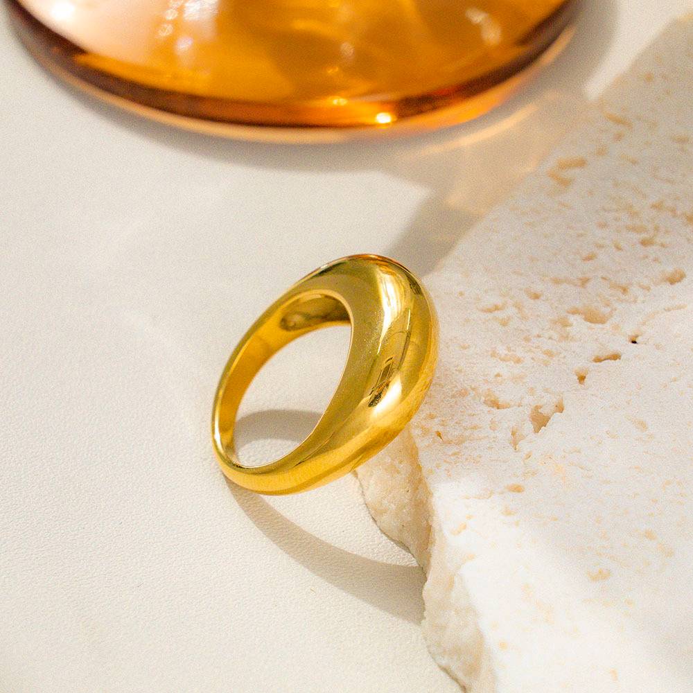 Perhiasan Pertunangan Cincin Perhiasan Fashion Baja Tahan Karat Pasangan Kilau Tebal Berlapis Emas 18K Tebal