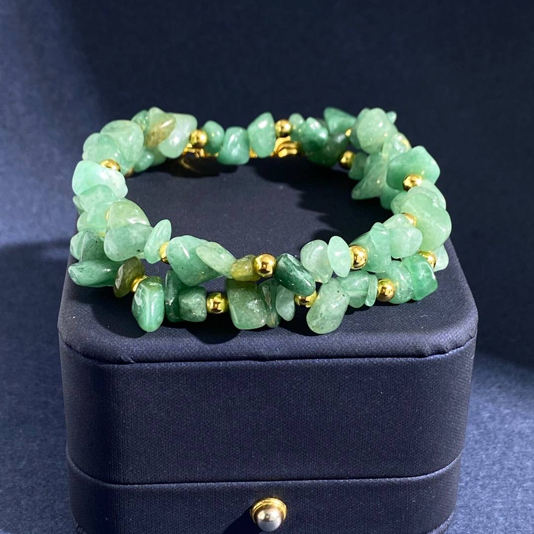 Lonceen Fresh Green Aventurine Crushed-Stone Bracelet