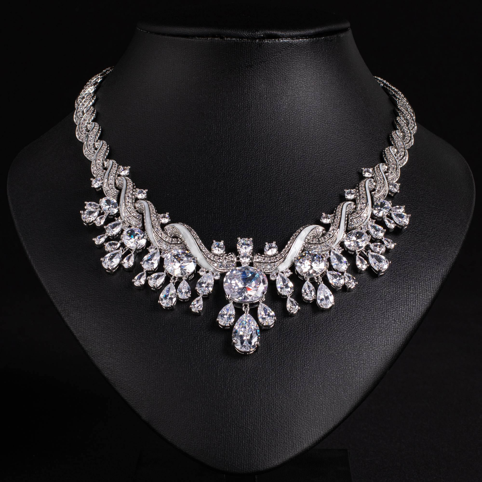 18k Gold Plated Copper Zircon Necklace for Women’s Evening Events