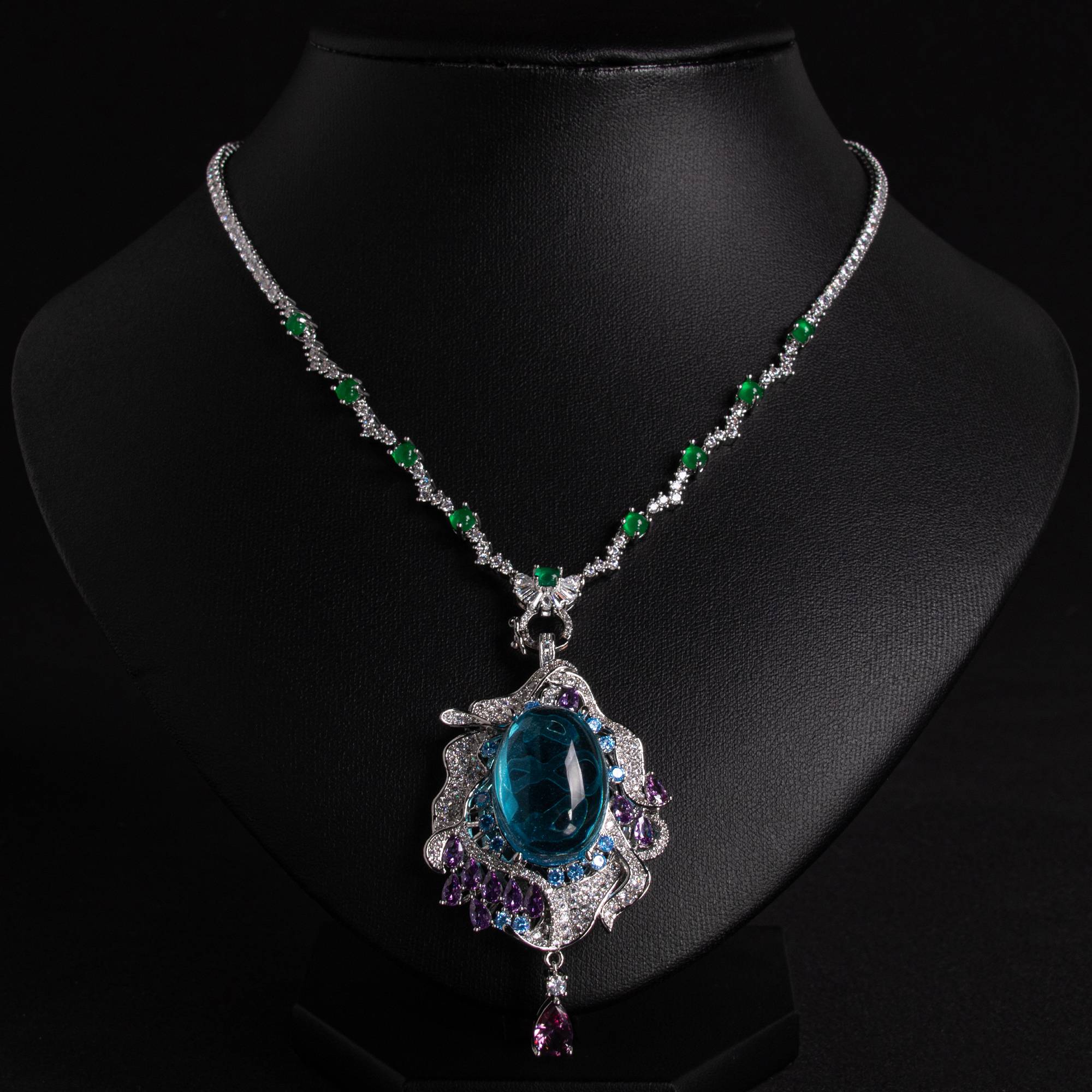 18k Gold Plated Copper Zircon Necklace Oval Thin Chain for Women