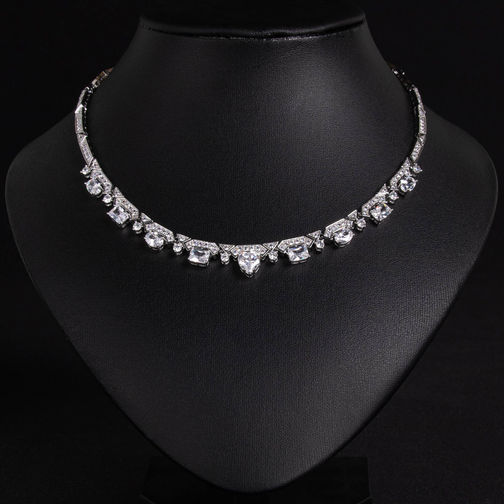 18k Gold Plated Copper Zircon Choker Necklace for Women Evening Events
