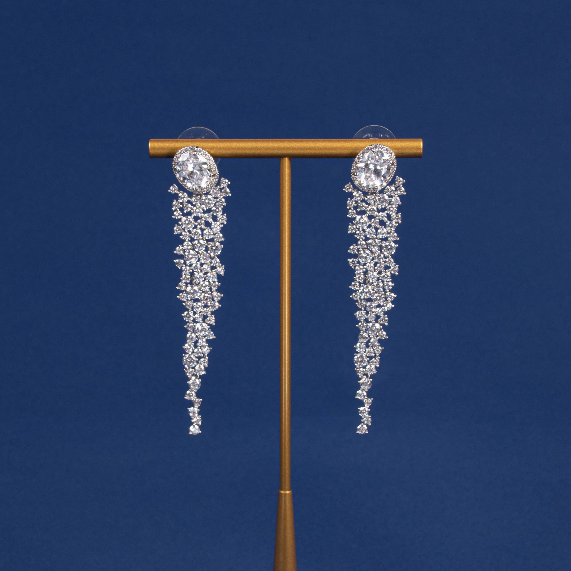 18k Gold Plated Copper Zircon Tassel Dangle Earrings for Women