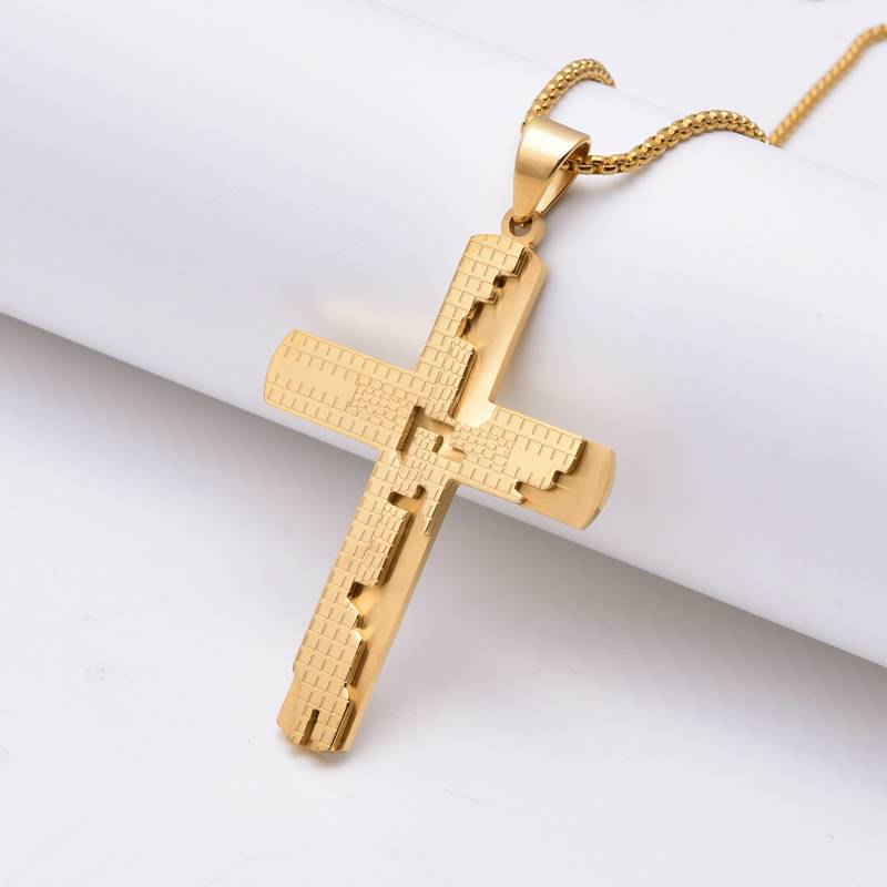 Wholesale customized titanium silver gold-plated cross pendant stainless steel jewelry