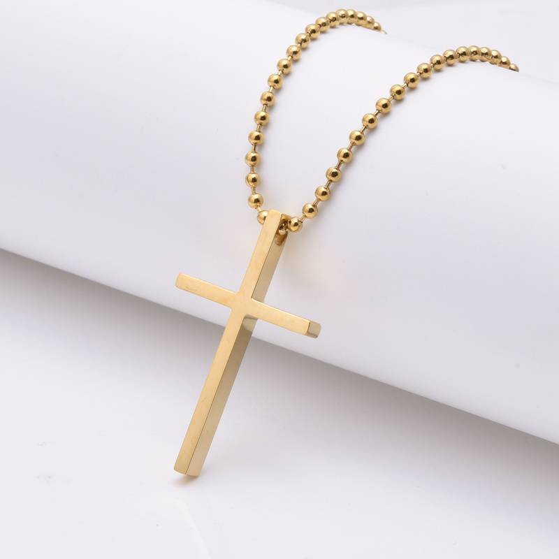 Gold pendant of cross necklace, stainless steel men's cross necklace