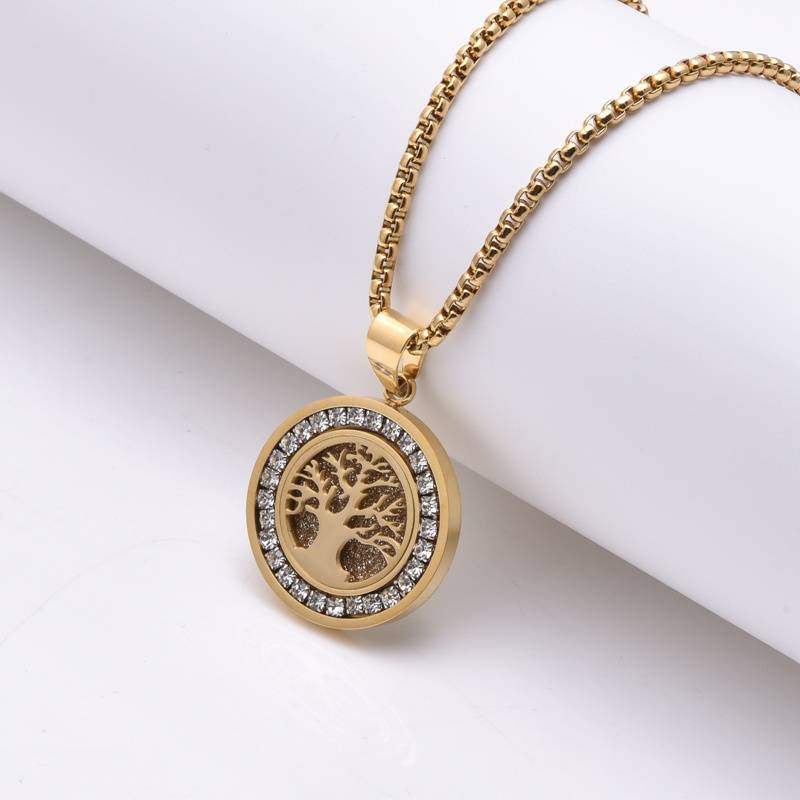 Men's jewelry pendant: twisted stainless steel 18K gold-plated men's necklace