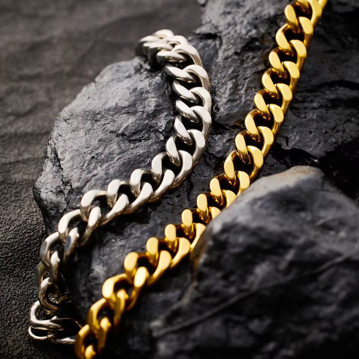 Stainless Steel Hip-hop Rap Cuban Fashion Jewelry Men's Chain Bracelet