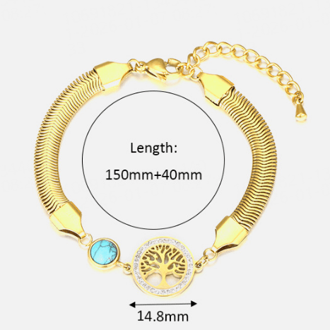 Gold Tree of Life Stainless Steel Bracelet