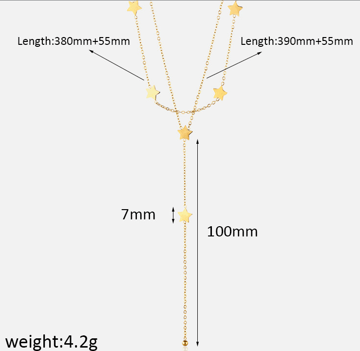 قلادة نجمة متدلية من الفولاذ المقاوم للصدأ الذهبي