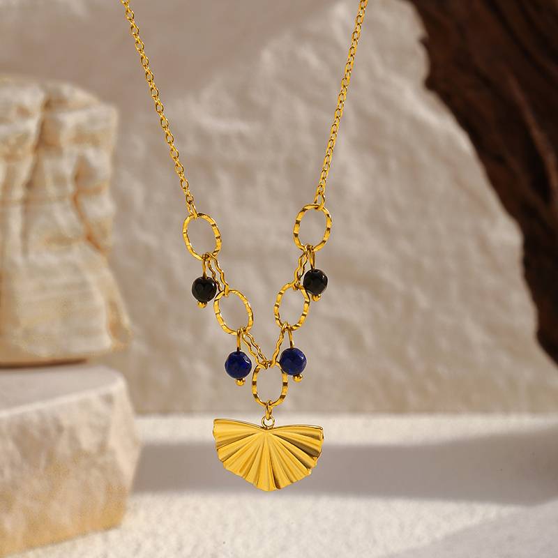 Damen-Halskette aus Edelstahl mit Fächeranhänger