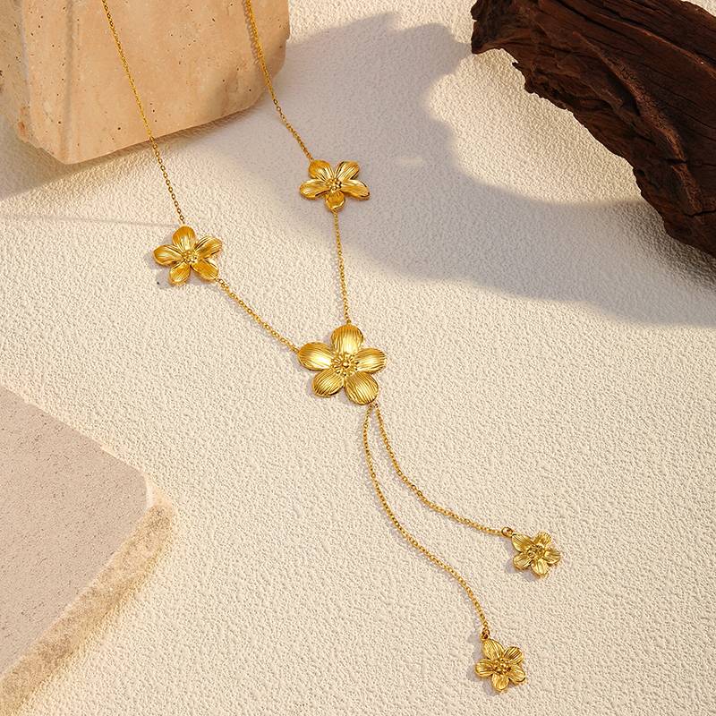 Lonceen Y-Kettenhalskette aus vergoldetem Edelstahl