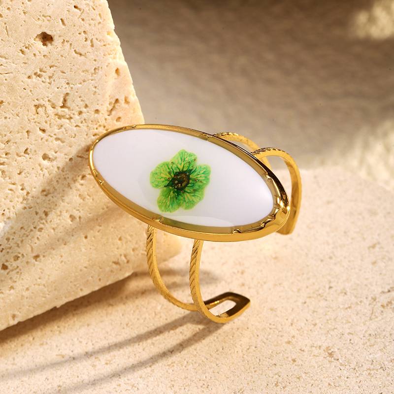 Verstellbarer floraler Edelstahlring für Damen von Lonceen